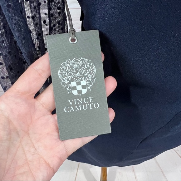 NWT Vince Camuto Bow Neck Sheer Puffy Polka Dot Long Sleeve Shift Dress - Picture 9 of 15